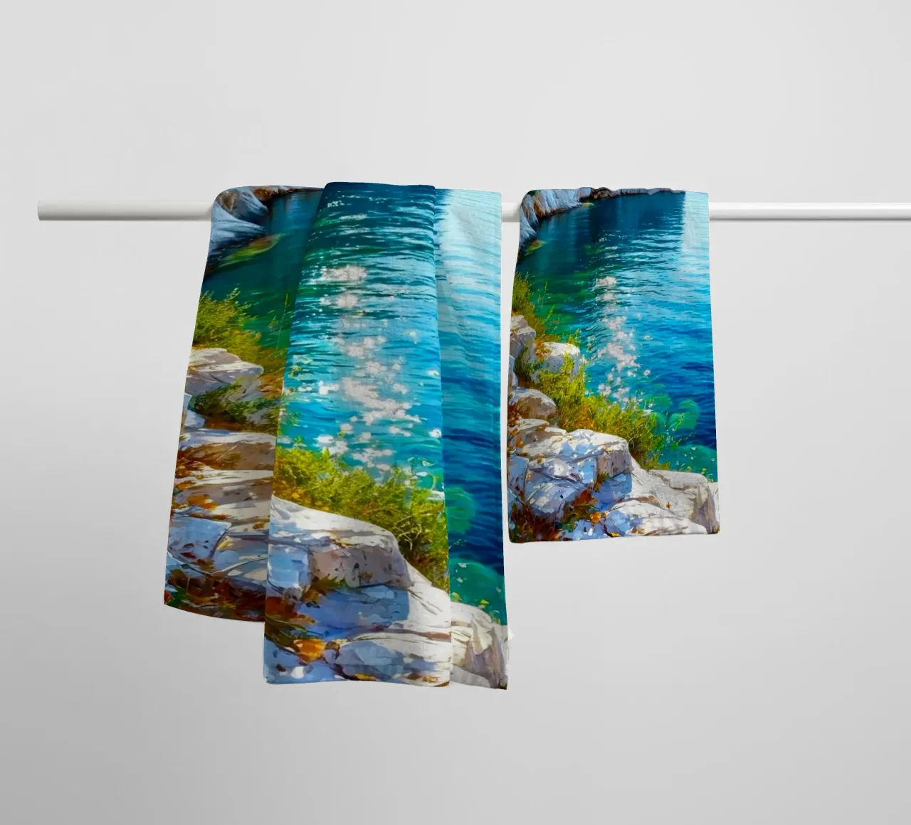 curve land ocean asciugamano da bagno da melts