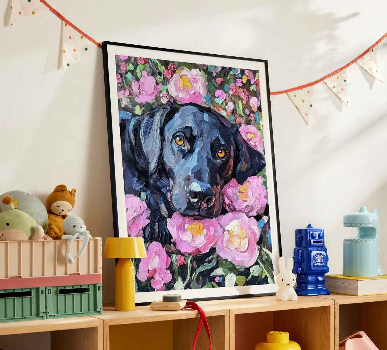 dog in flower poster da hamily
