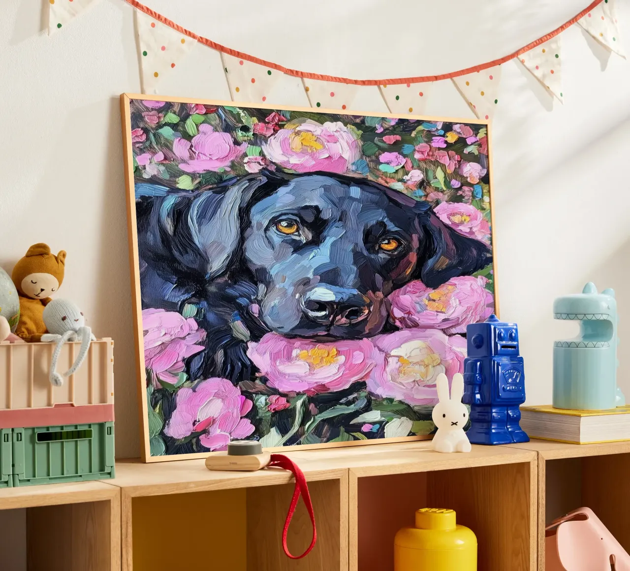 dog in flower poster da hamily