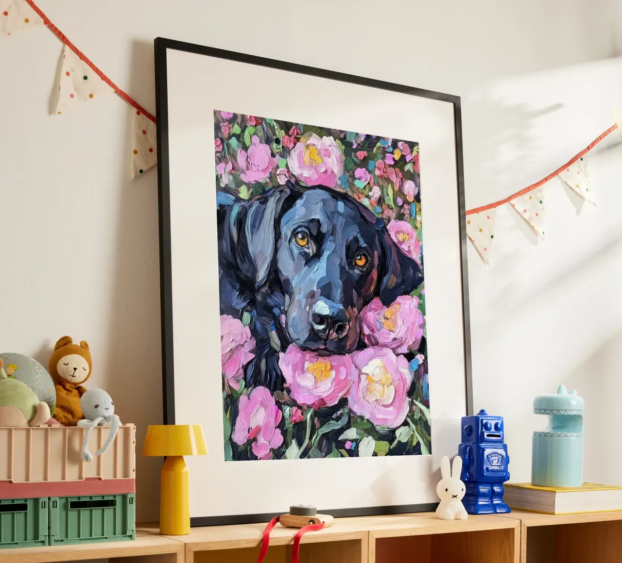 dog in flower poster da hamily
