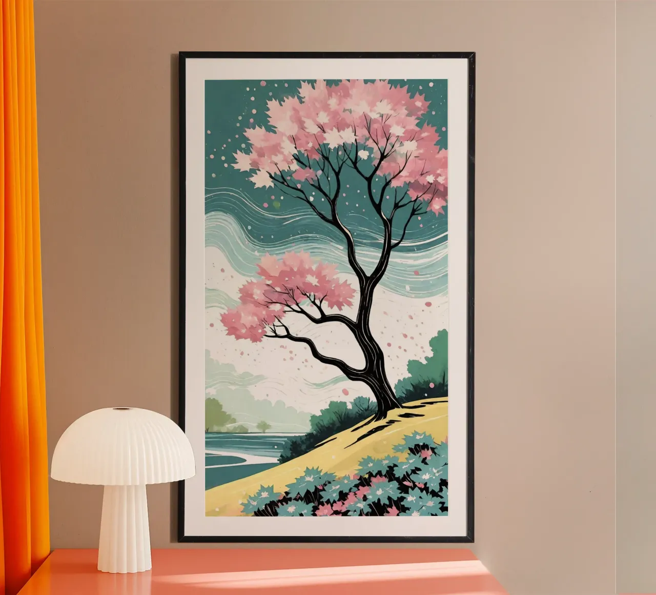 curve wind blossom poster con telaio in plastica da melts