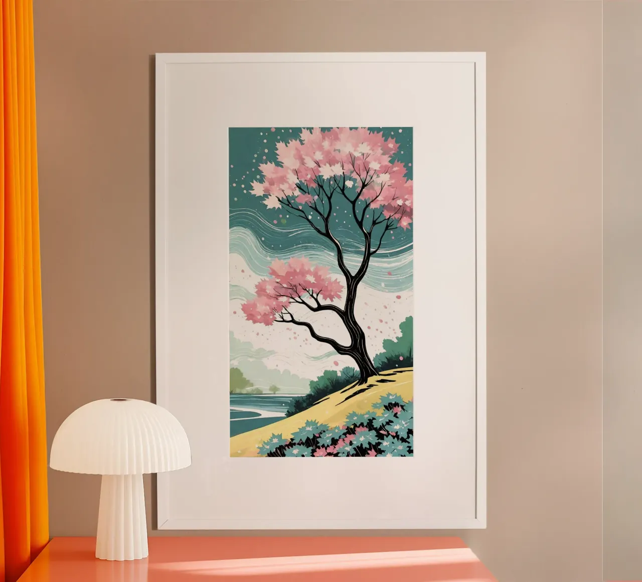curve wind blossom poster con telaio in plastica da melts