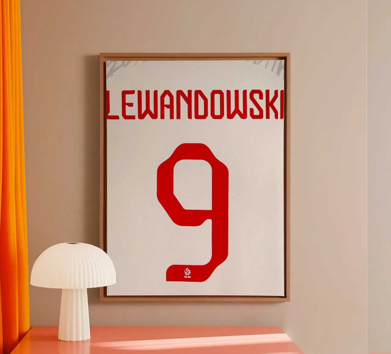 Robert Lewandowski Polen Nationaal Elftal Trui Nummer 9 canvas met Baklijst van dark eagle