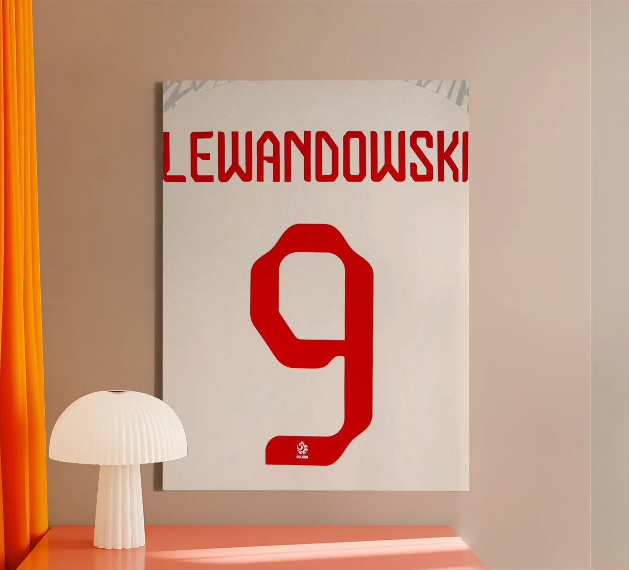 Robert Lewandowski Polen Nationaal Elftal Trui Nummer 9 canvas met Baklijst van dark eagle