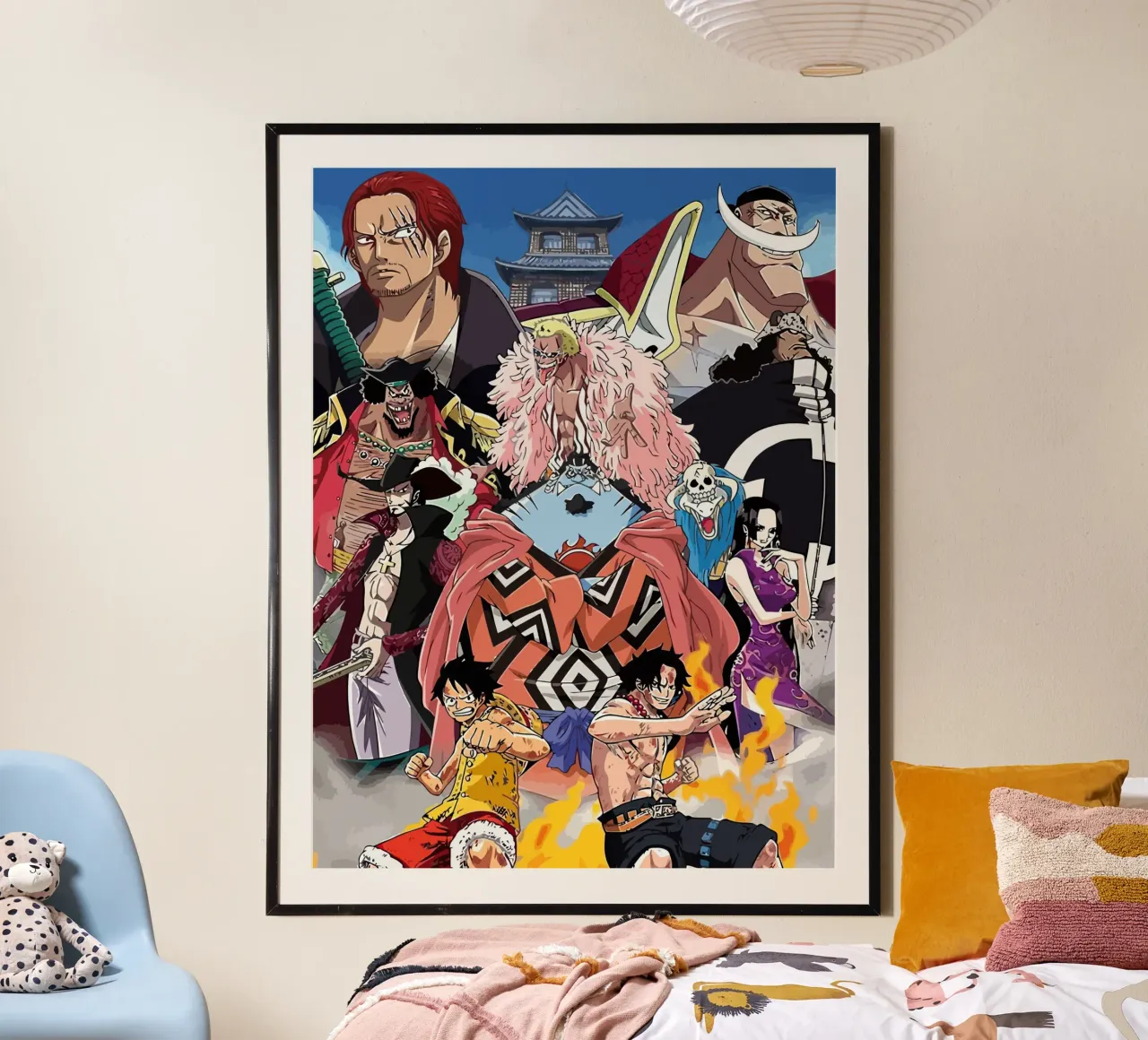 One Piece Characters poster con telaio in alluminio da Dumery Art