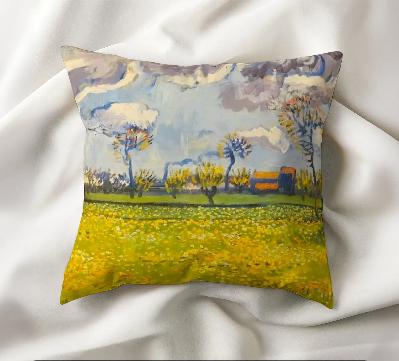 field with cloudy sun cuscino da melts