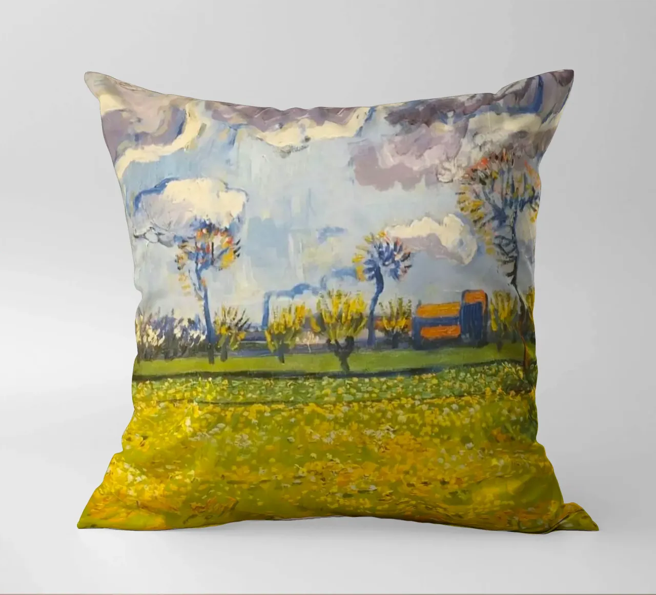 field with cloudy sun cuscino da melts