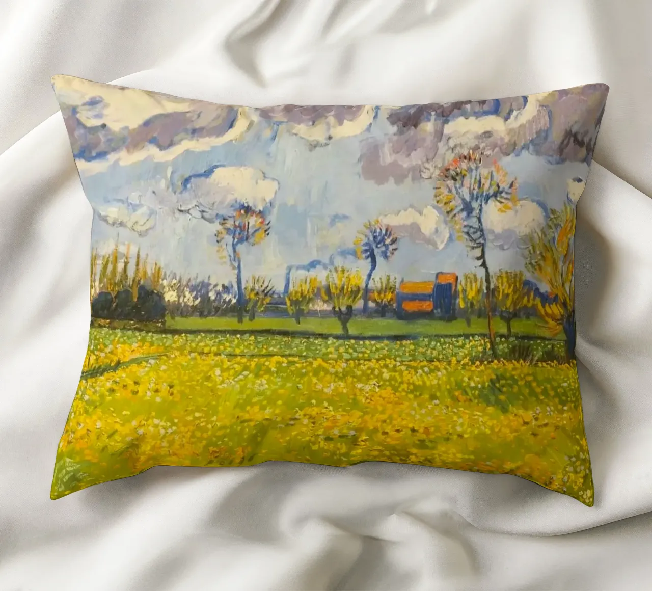 field with cloudy sun cuscino da melts
