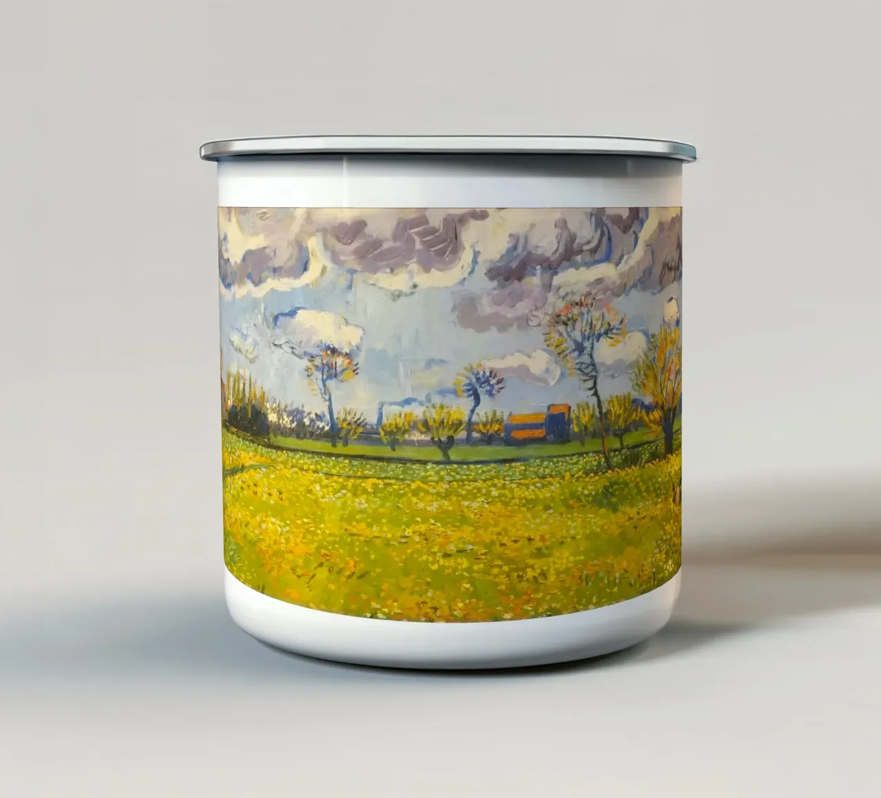 field with cloudy sun tazza in smalto da melts