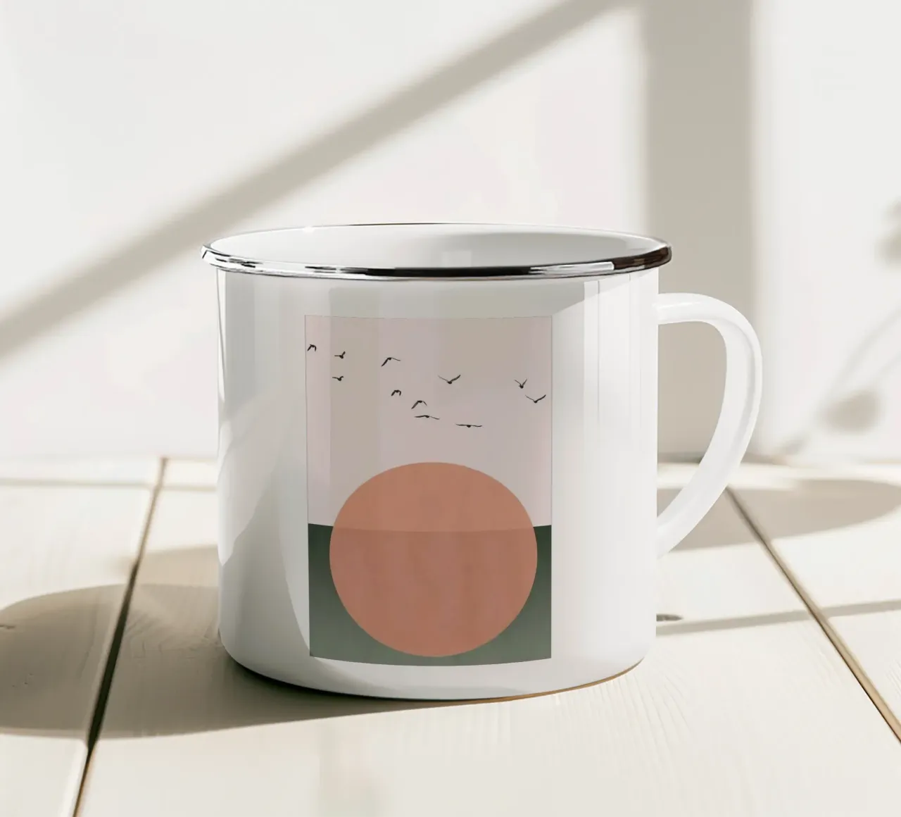 birds with sunset shadow tazza in smalto da melts