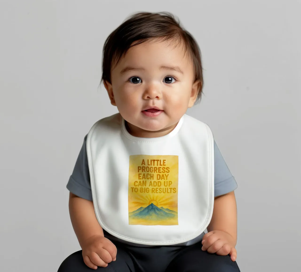 a little progress each day can add up to big result baby bib by cepeducks