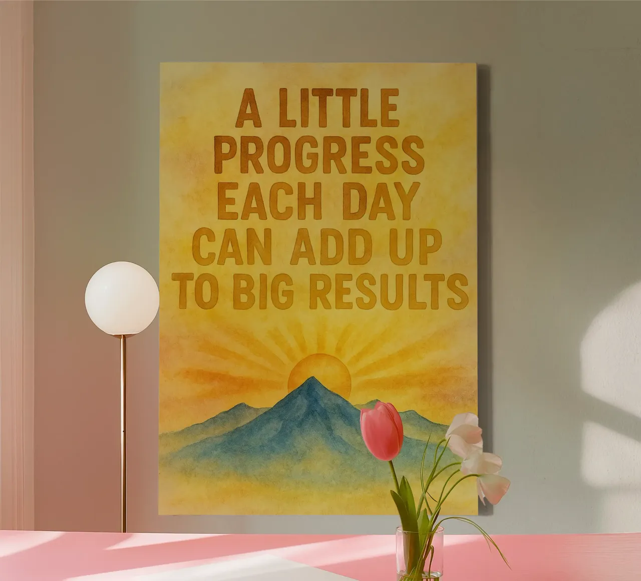a little progress each day can add up to big result canvas with Floater frame by cepeducks