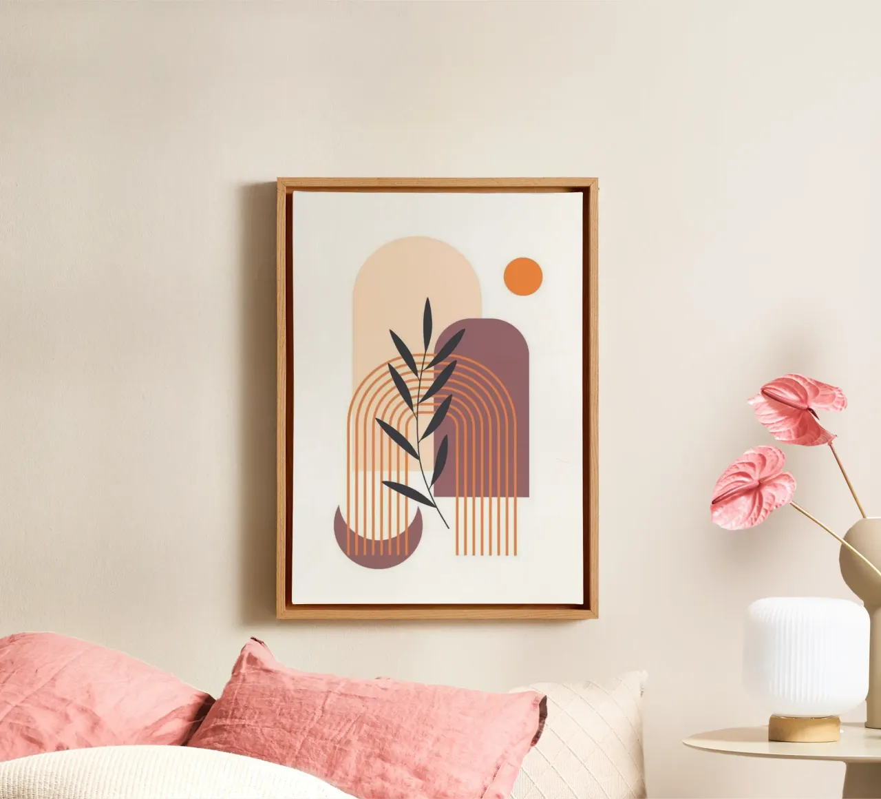 line shape in branch Leinwand mit Schattenfugenrahmen von melts
