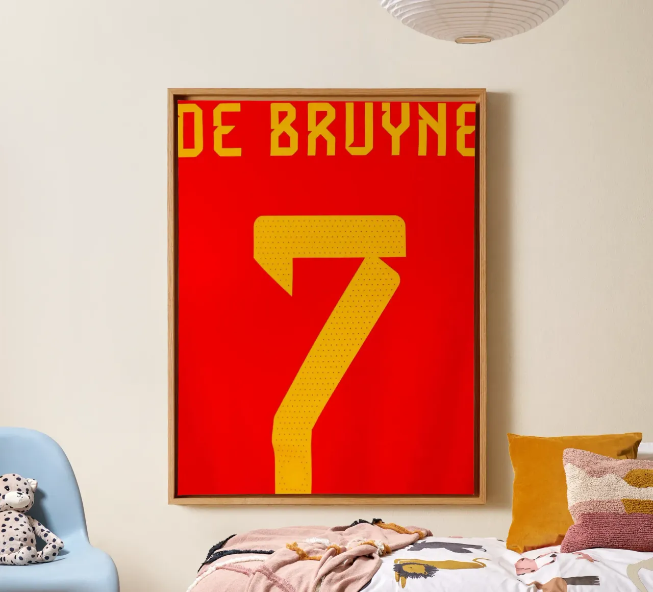 België Elftal Trui Nummer 7 De Bruyne canvas met Baklijst van dark eagle
