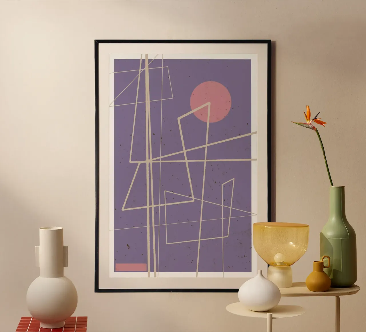 Angular Lines No 12 poster con telaio in legno da treechild