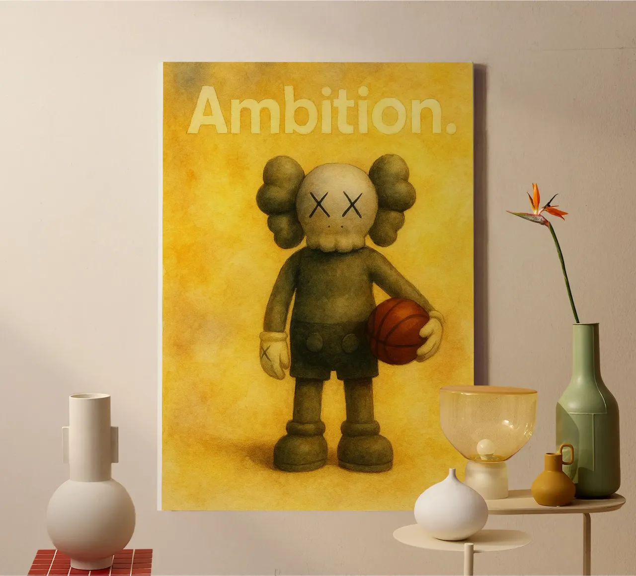 ambitie grappige pop basketbal canvas met Baklijst van cepeducks