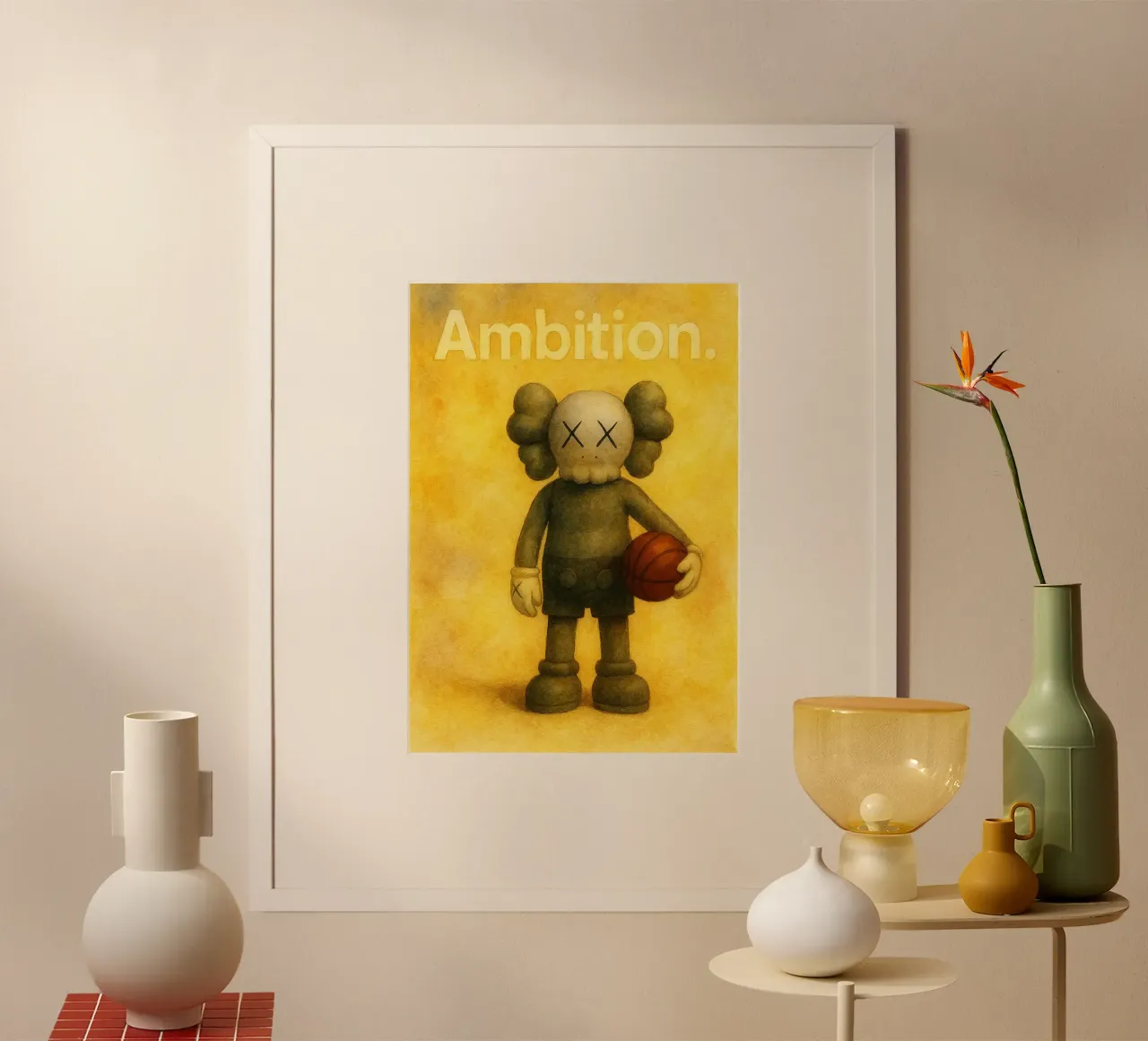 ambizione divertente bambola basket poster con telaio in alluminio da cepeducks