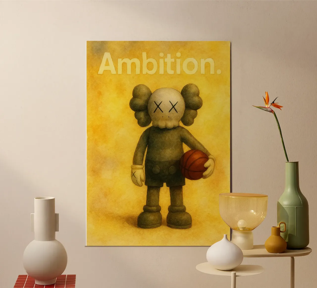 ambizione divertente bambola basket poster con telaio in alluminio da cepeducks