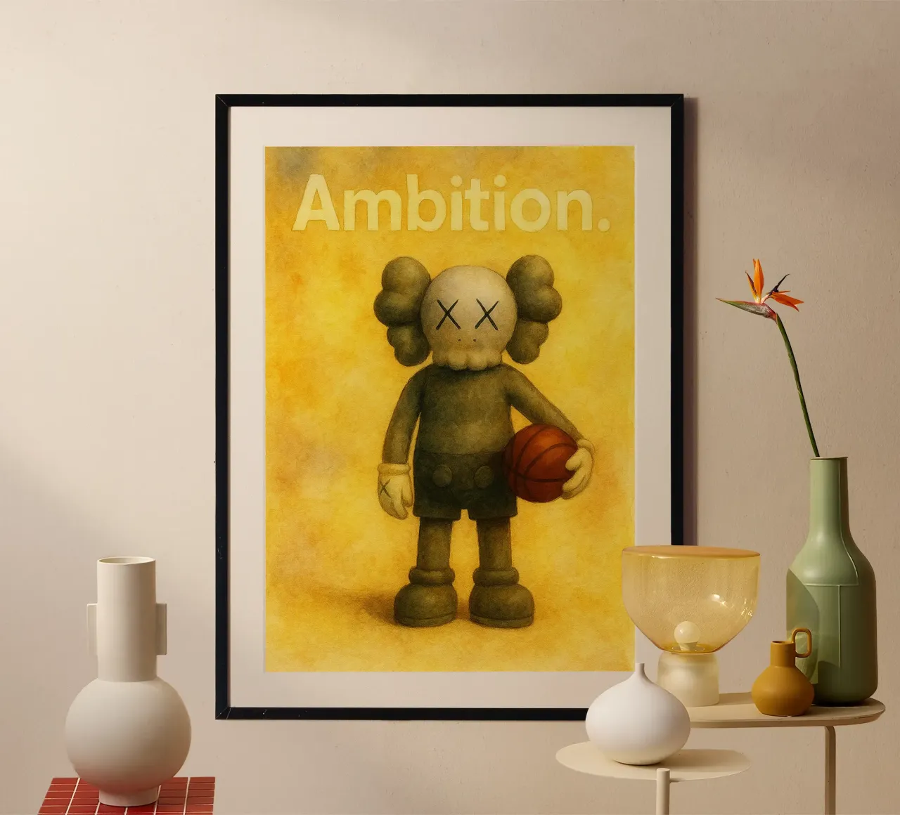 ambizione divertente bambola basket poster con telaio in alluminio da cepeducks