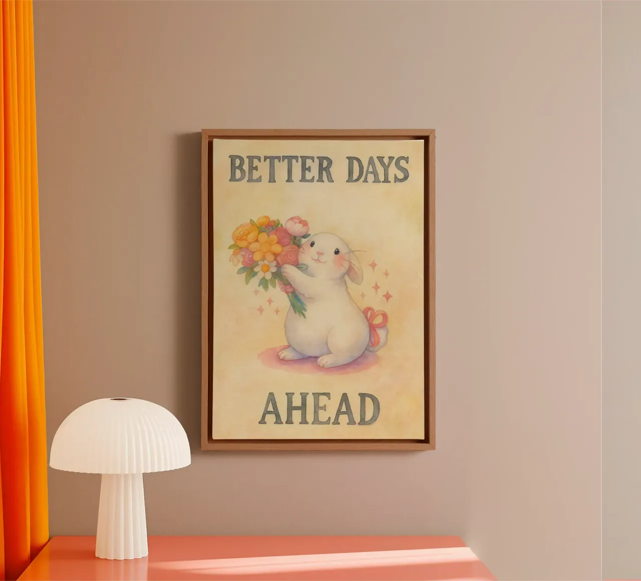 better days ahead funny rabbit canvas with Floater frame by cepeducks