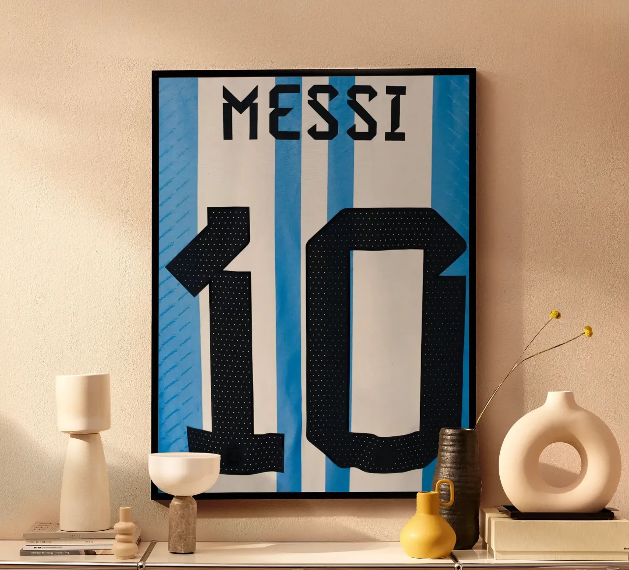 Maglia della Nazionale Argentina numero 10 Messi poster con telaio in alluminio da dark eagle