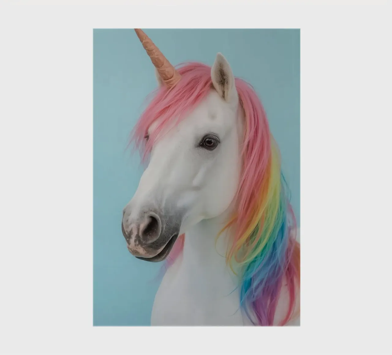 Unicorn with Rainbow Mane and Light Blue Background notebook by DesignDoodle