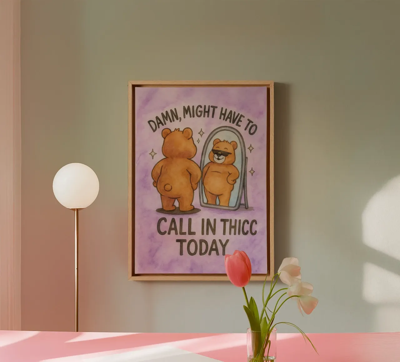 call in thicc today funny bear canvas with Floater frame by cepeducks