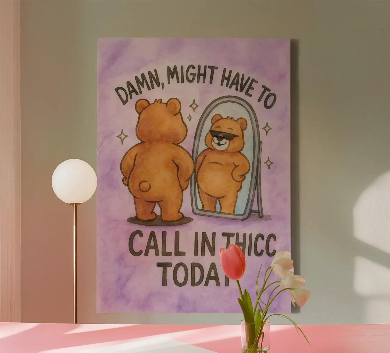 call in thicc today funny bear canvas with Floater frame by cepeducks