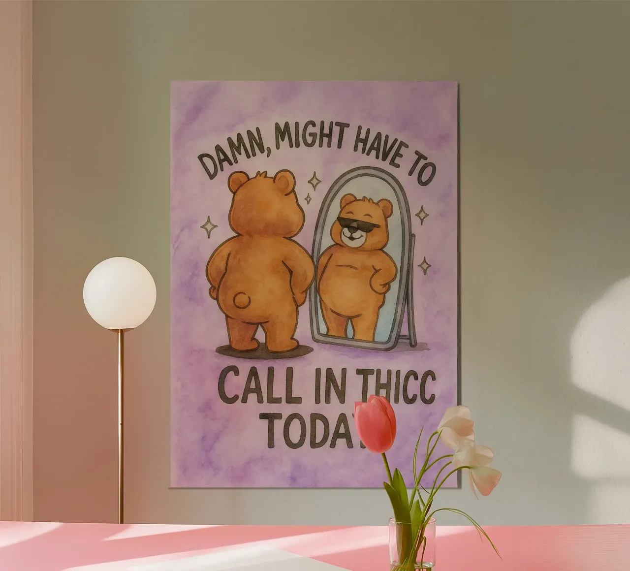 chiamare oggi l'orso divertente poster con telaio in plastica da cepeducks