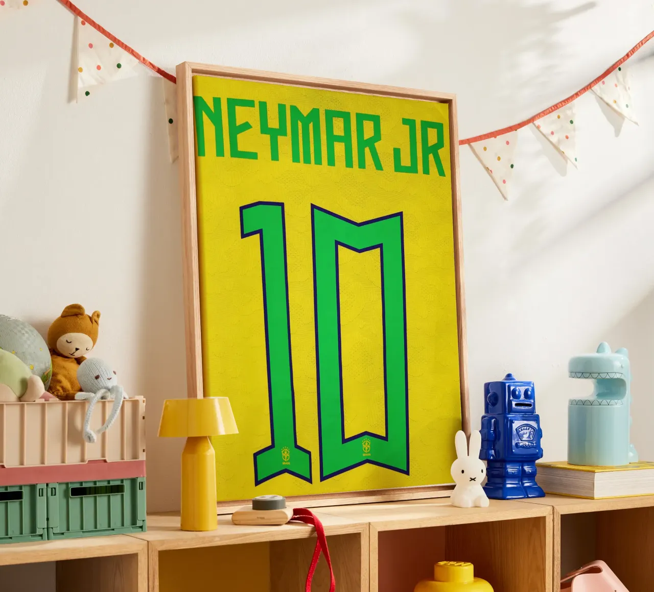 Brazilië Elftal Trui Nummer 10 Neymar Jr canvas met Baklijst van dark eagle