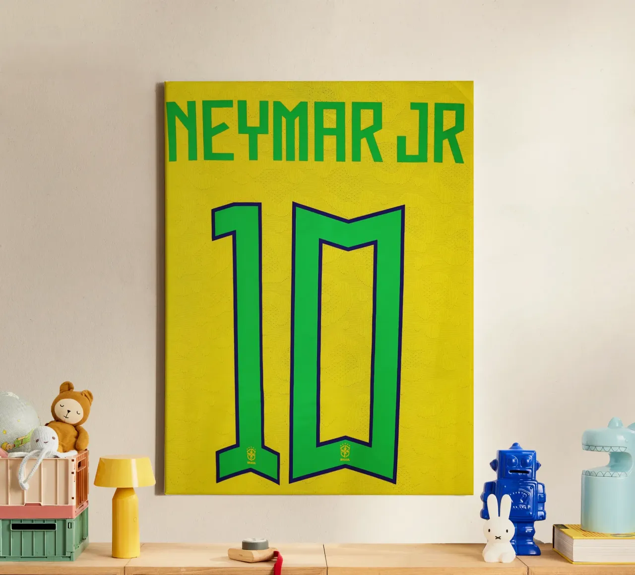 Brazilië Elftal Trui Nummer 10 Neymar Jr canvas met Baklijst van dark eagle