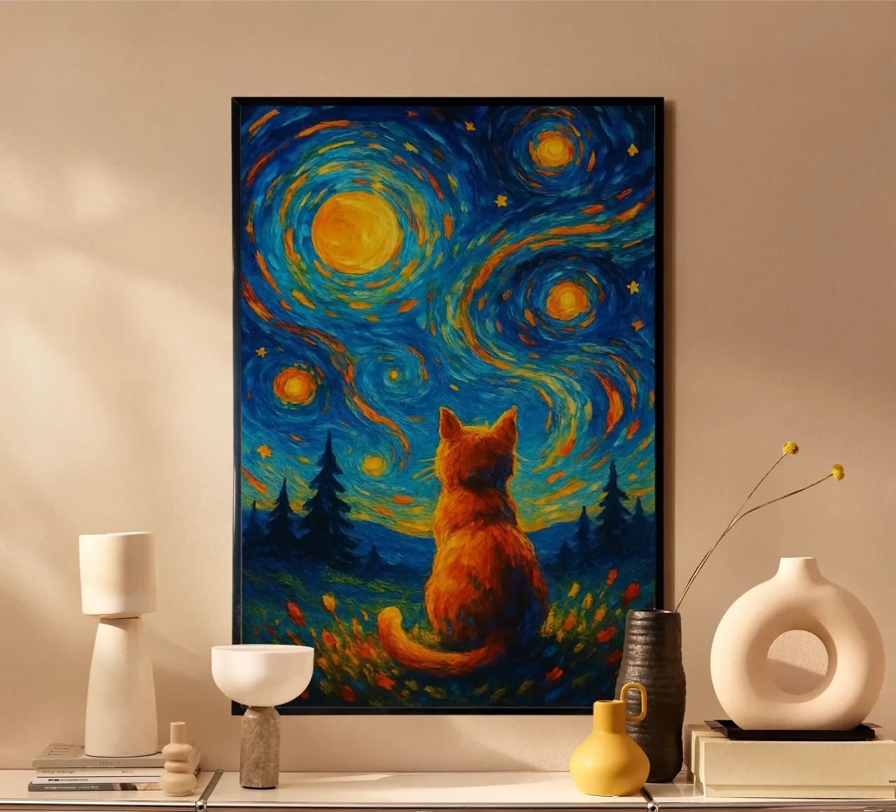 cat with circle on sky poster da panada