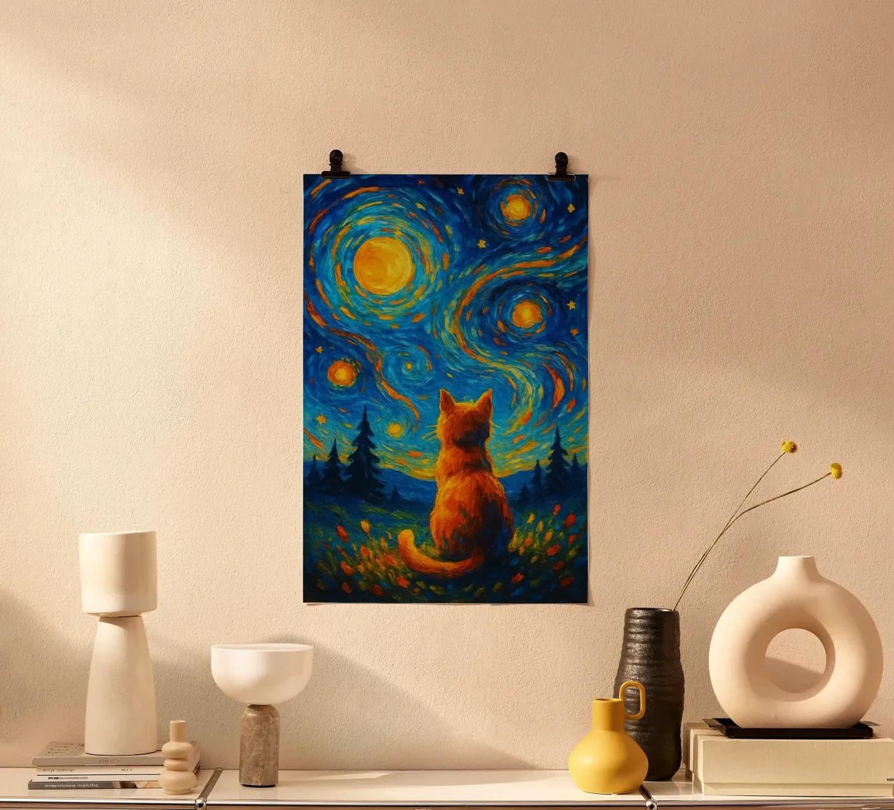 cat with circle on sky poster da panada