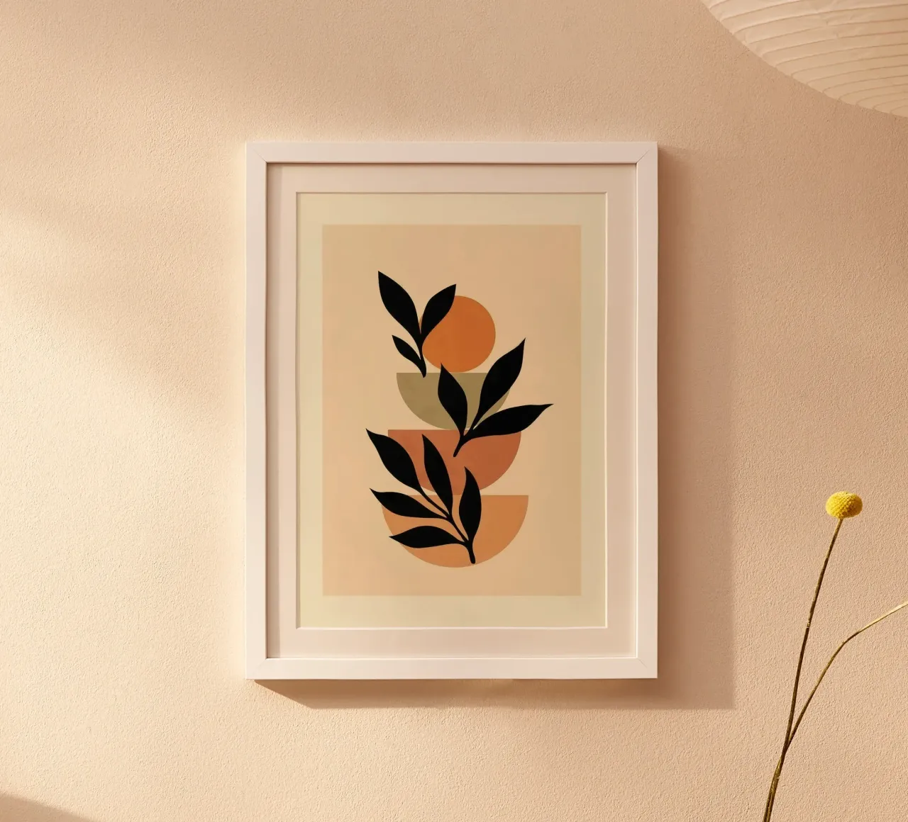 leaf and circle shape poster con telaio in legno da huminity