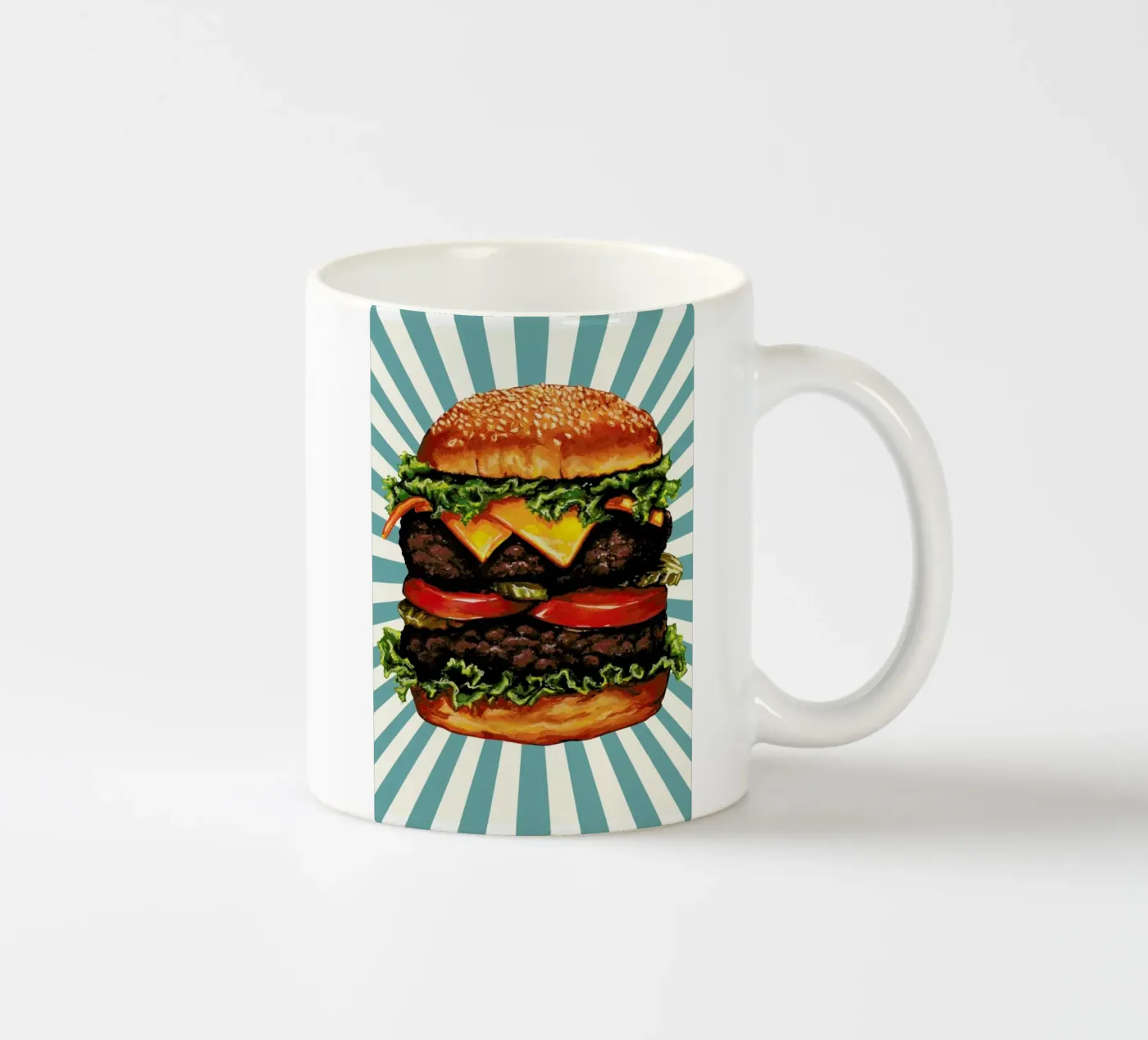 Double Cheeseburger ceramic mug by Kelly Gilleran