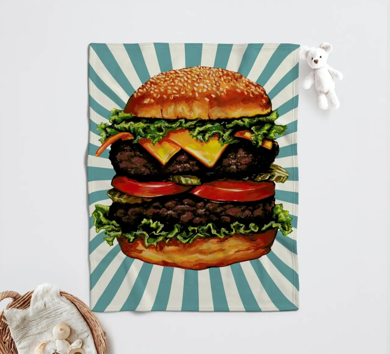 Double Cheeseburger Fleecedecke von Kelly Gilleran