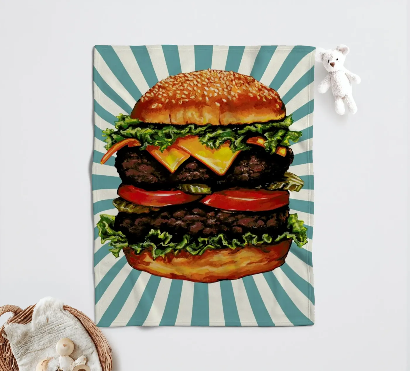 Double Cheeseburger Fleecedecke von Kelly Gilleran
