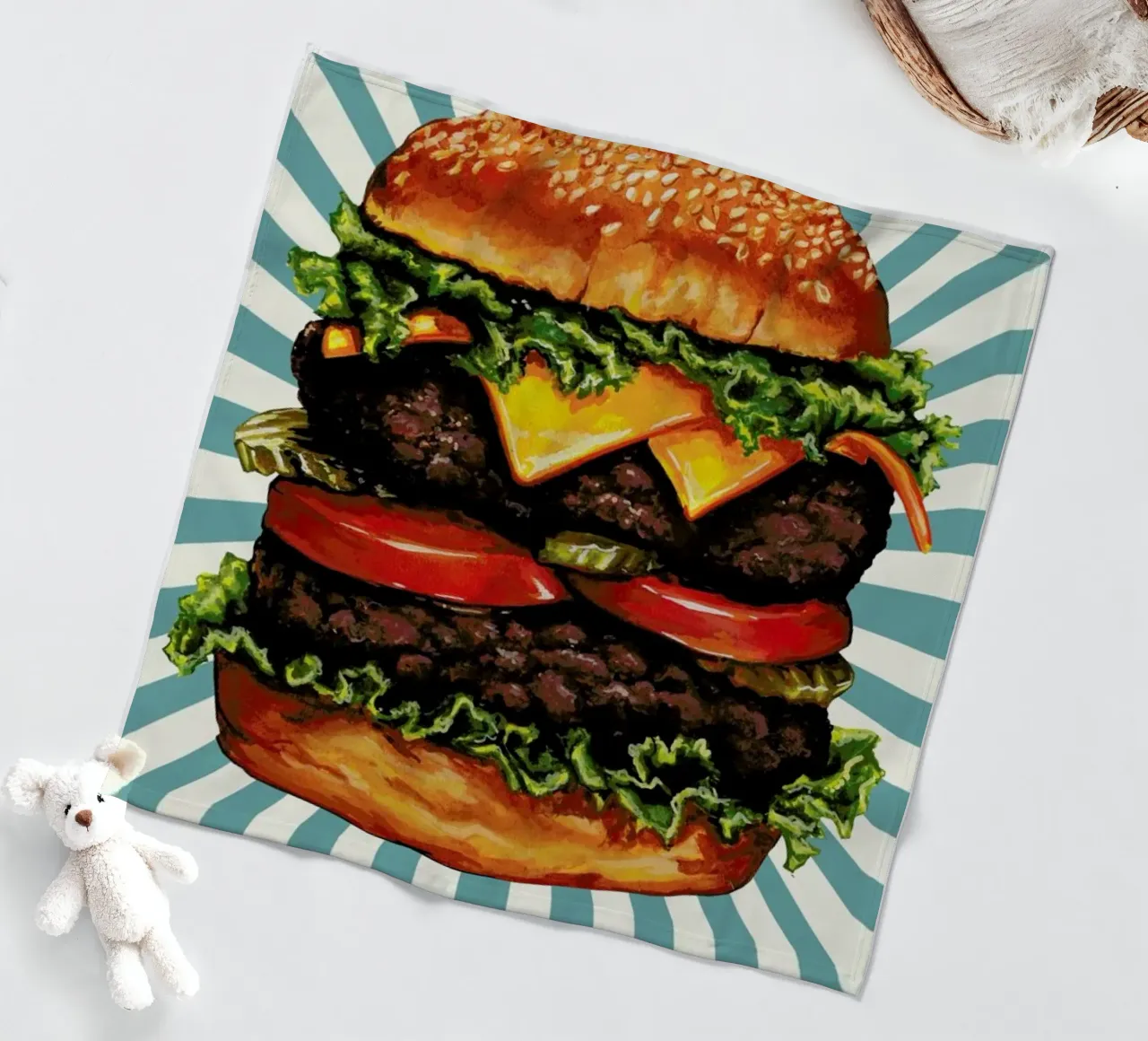Double Cheeseburger Fleecedecke von Kelly Gilleran