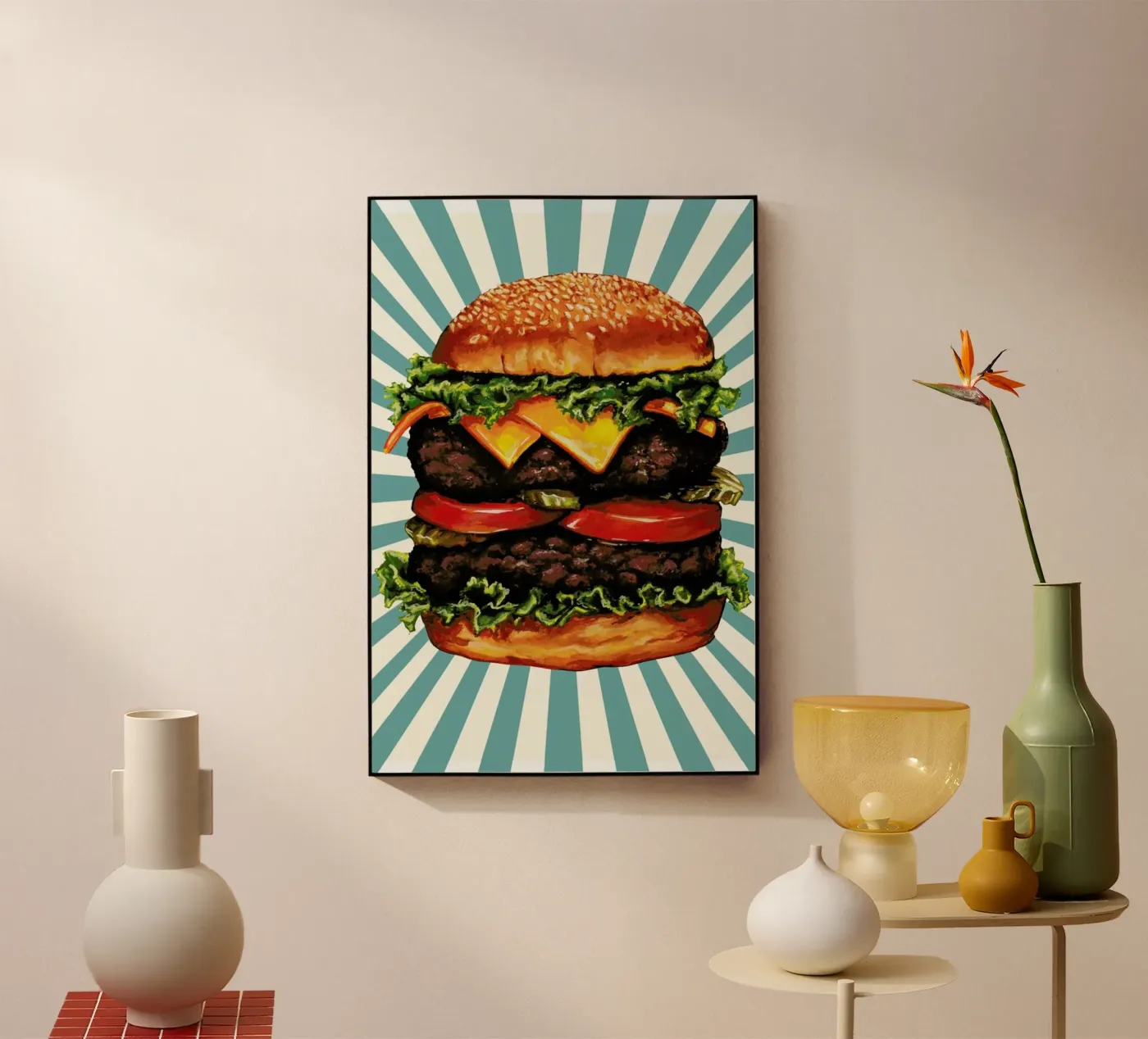 Double Cheeseburger acrylic glass by Kelly Gilleran