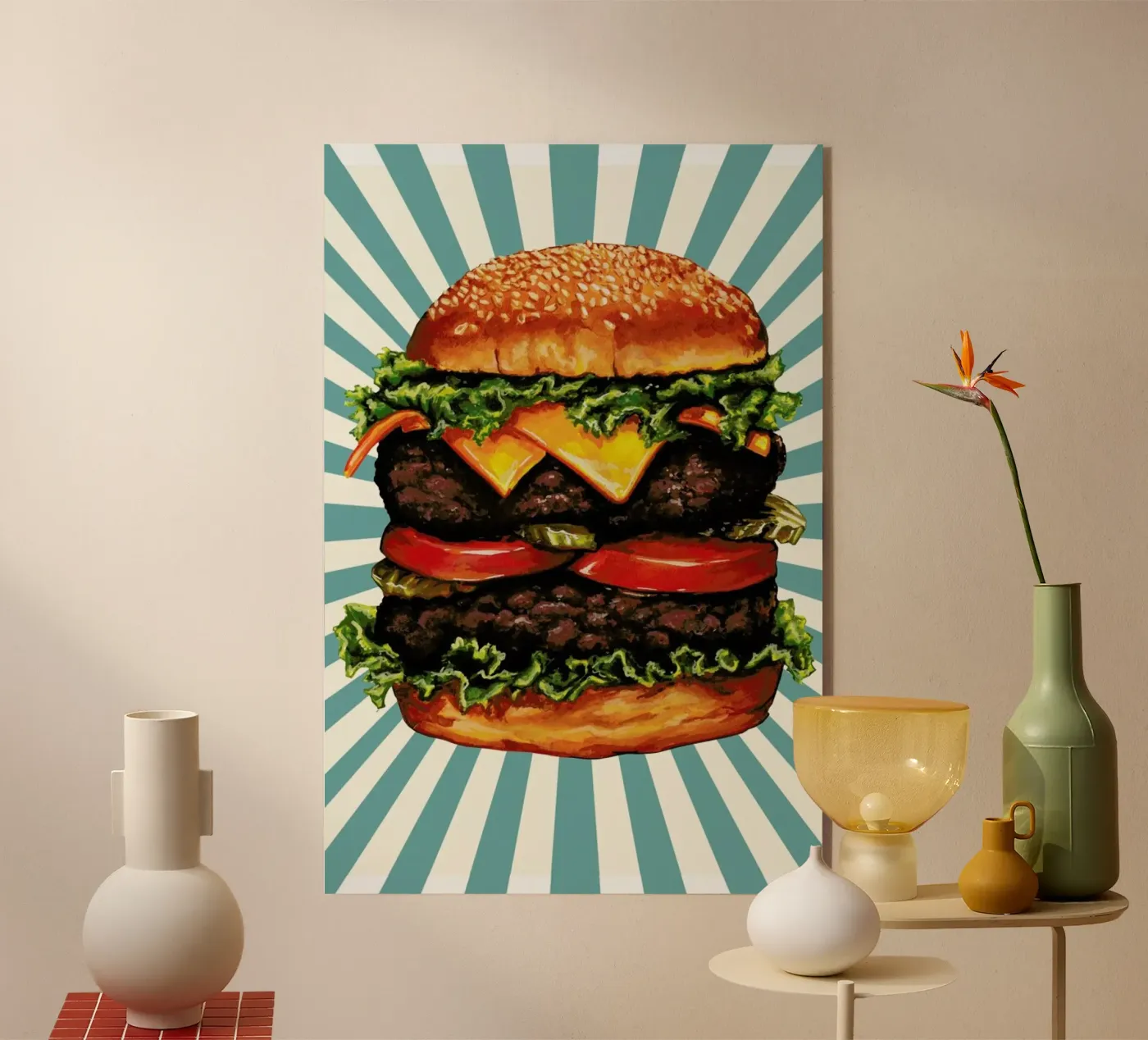 Double Cheeseburger acrylic glass by Kelly Gilleran