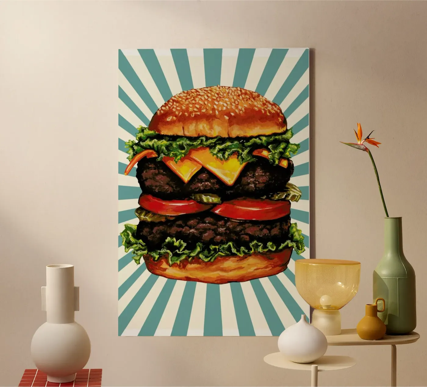 Double Cheeseburger canvas van Kelly Gilleran