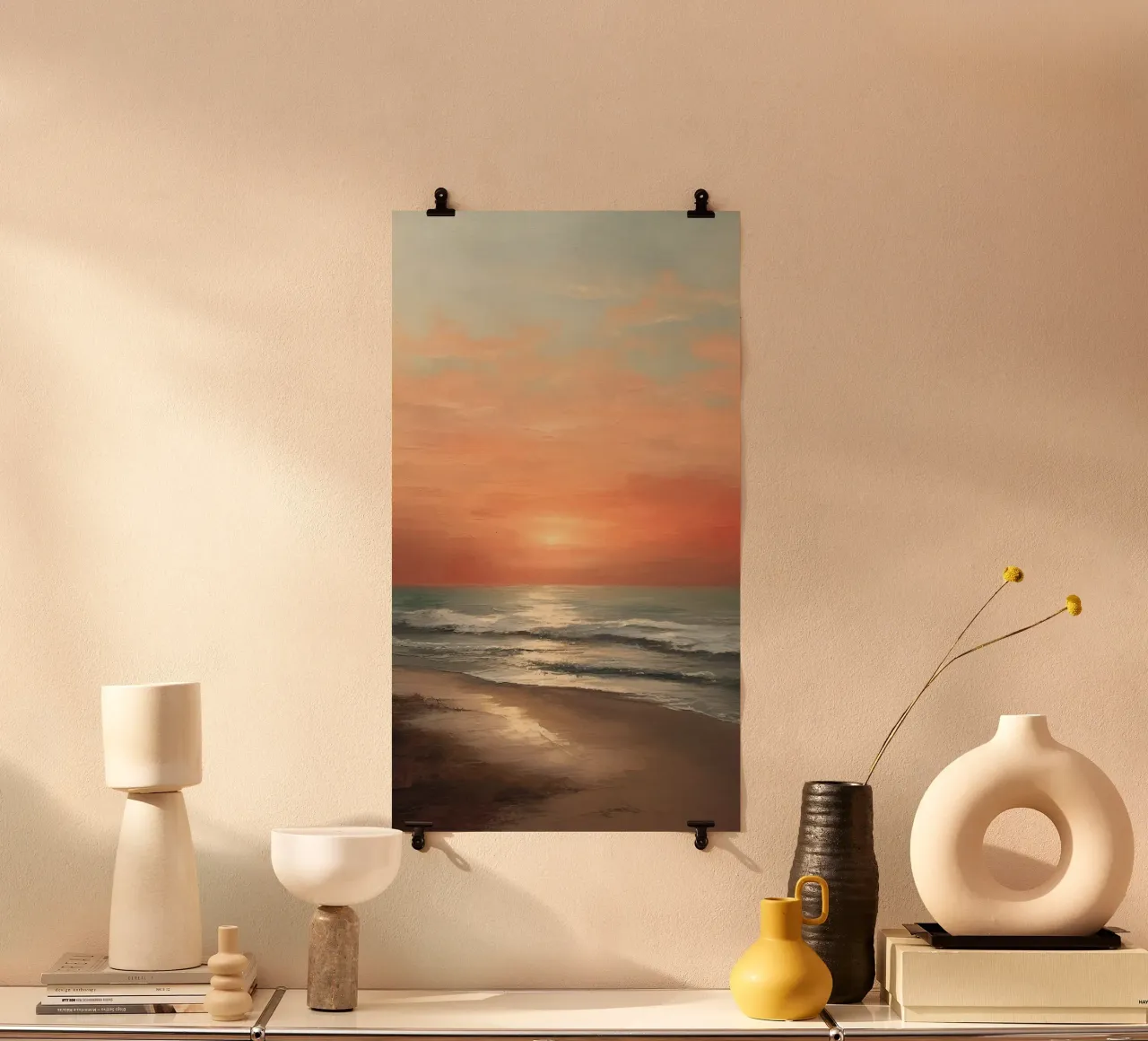 gradient sunset poster con telaio in alluminio da panada