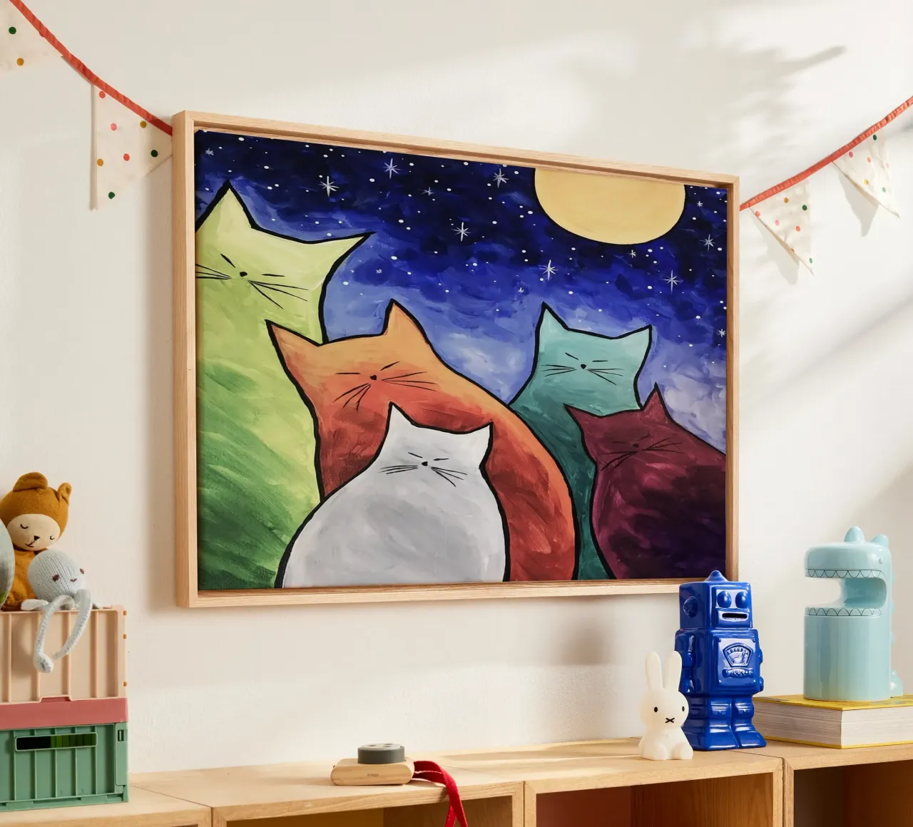 cats moonlight tela con Cornice a cassetta da huminity