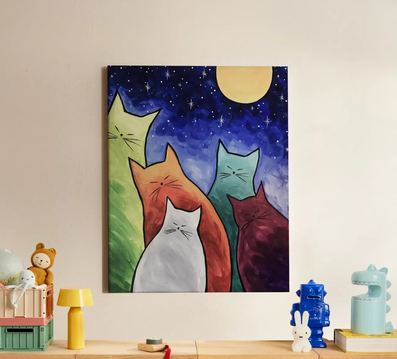 cats moonlight tela con Cornice a cassetta da huminity