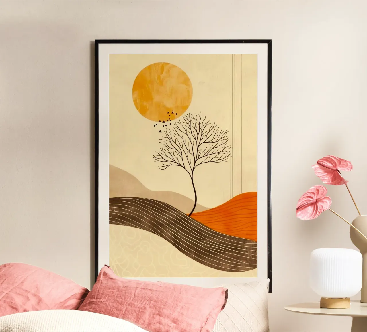 tree bird mountain shape poster da panada