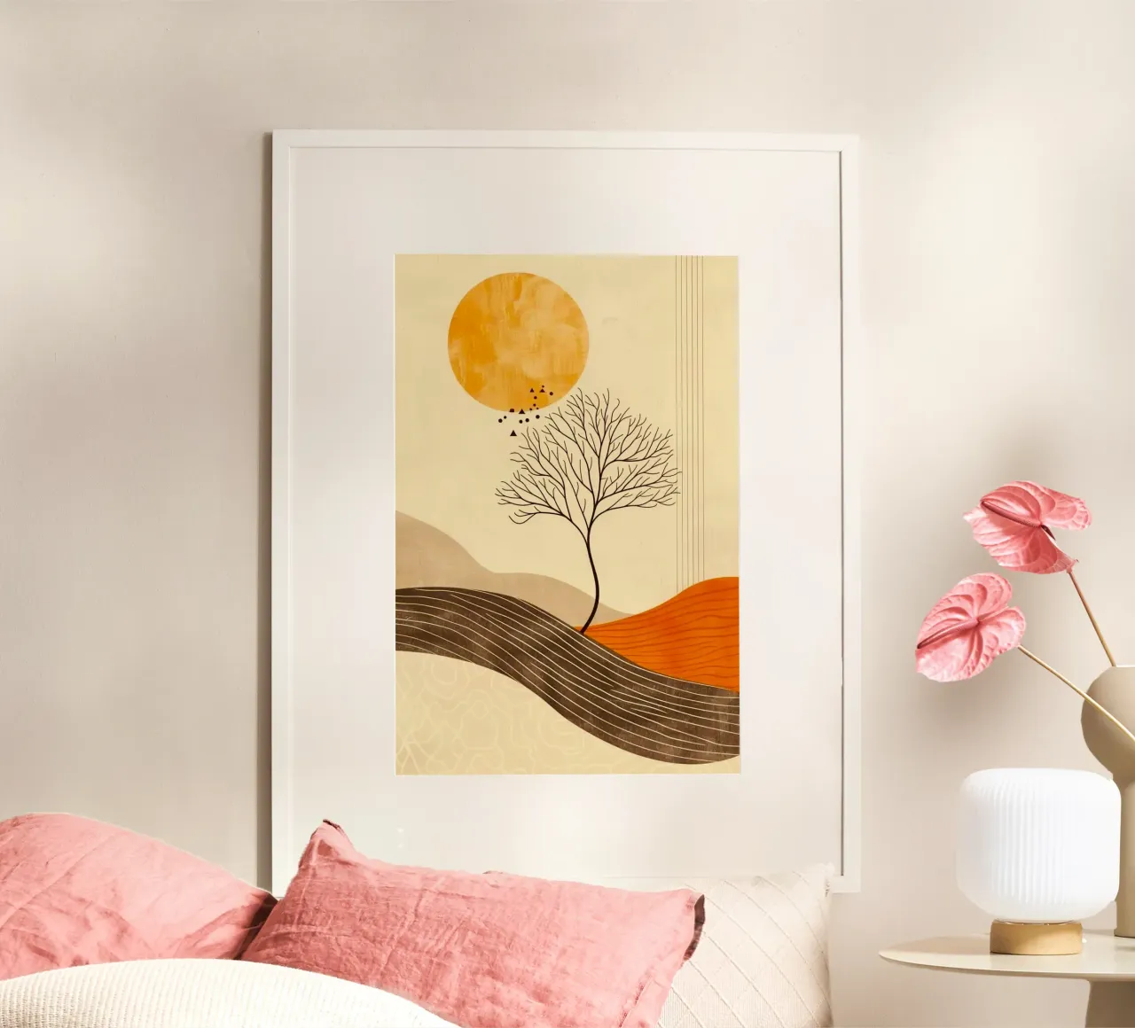 tree bird mountain shape poster da panada