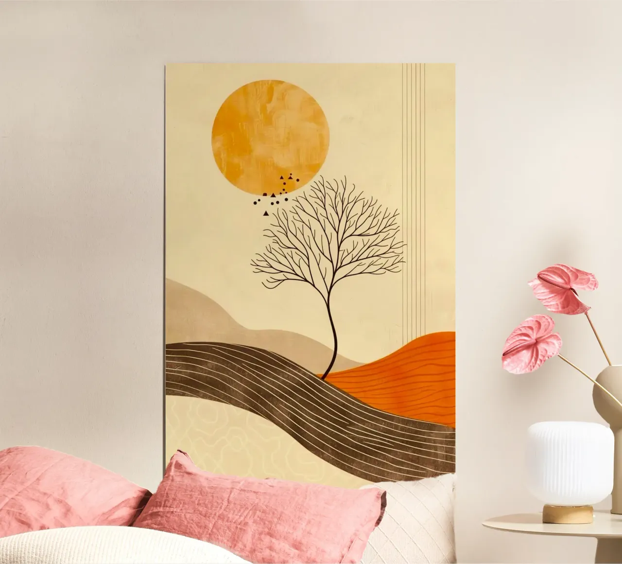 tree bird mountain shape poster da panada