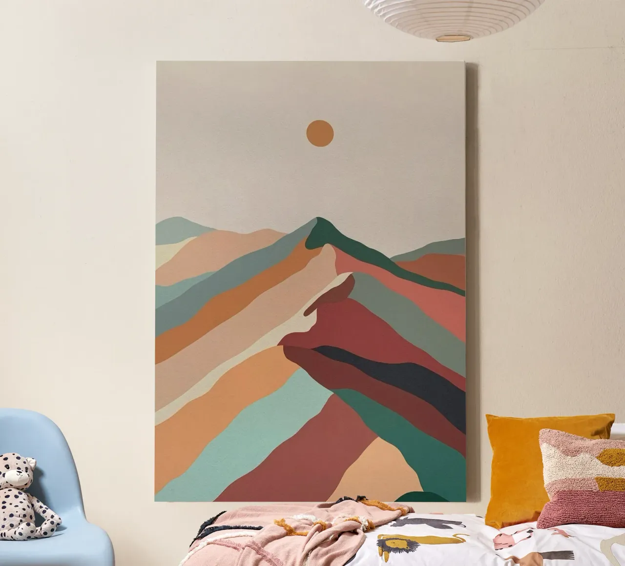 wave colorful mountain canvas met Baklijst van huminity