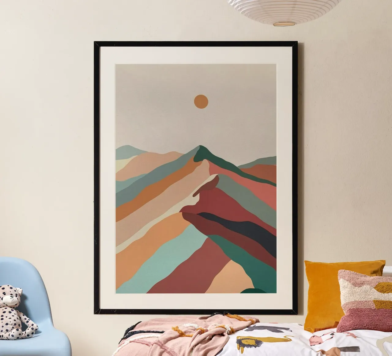 wave colorful mountain poster da huminity