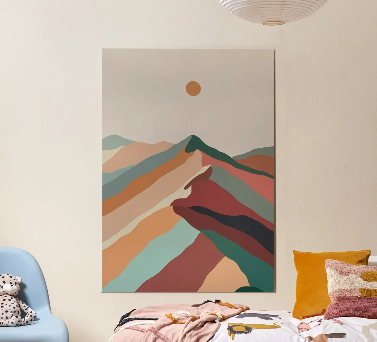 wave colorful mountain poster da huminity